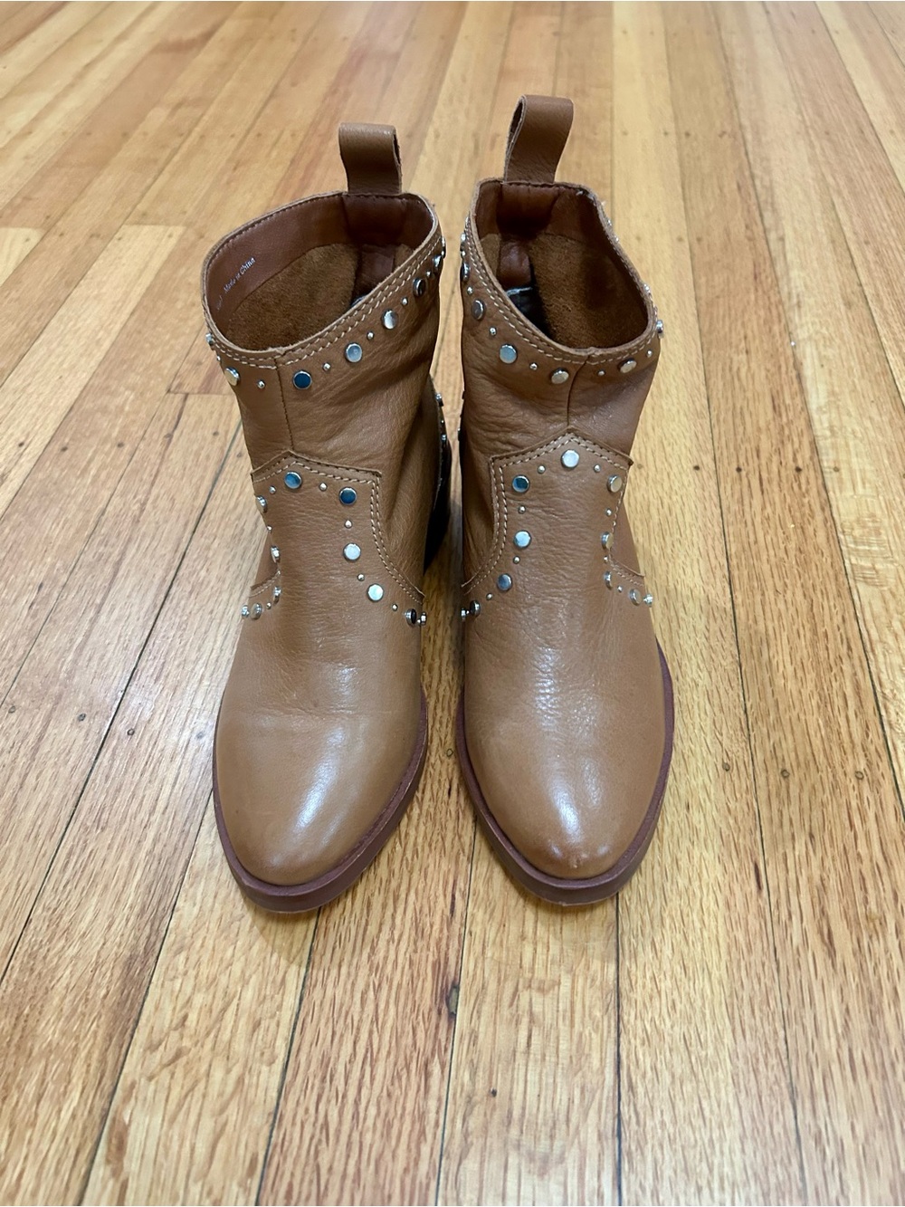 Dolce Vita Brown Studded Leather Ankle Booties